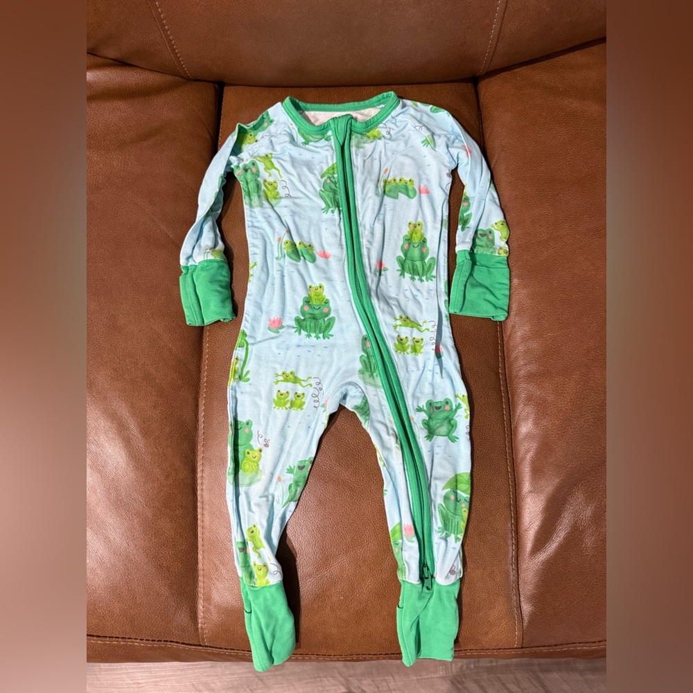 Little Sleepies Green Frog Kids Footie